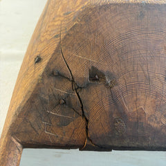 Vintage Wood Dough Trough with Metal Patch and Peg Handles, Sku 033908