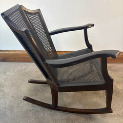 Mayhew Cane and Wood Rocking Chair, Lovely Dark Finish, Cane is in Remarkable Condition for Age, Sku 033799