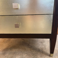 Bernhardt "Aurelia" 3 Drawer Nightstand w/ Champagne Silver Leaf Drawer Fronts & Ebonized Finish, Sku 033679