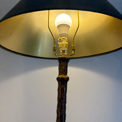 Handcrafted Wrought Iron Table Lamp with Paper Shade in a Burnished Finish, Sku 033901