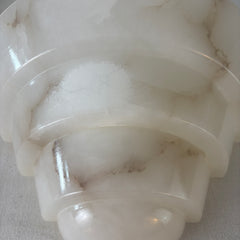 Alabaster Art Deco Style Sconces, White with Brown Streaks, Sku: 033072