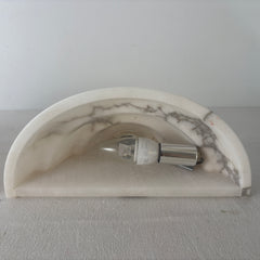 Alabaster Art Deco Style Sconce Light in White with Dark Streaks, Sku: 033074