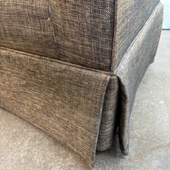 Upholstered Bench with Skirt and High Arms Brown Tweed Fabric, Sku 034041