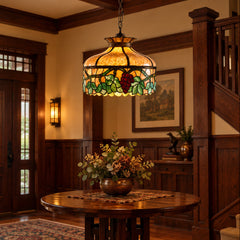 Tiffany Inspired Leaded Glass Hanging Light Fixture , Sku 034045