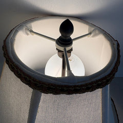 Visual Comfort Wall Mounted Articulated Arm Sconce with Linen Shade and Braided Trim, Sku 034137