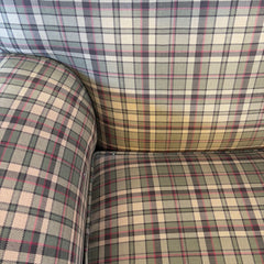 Great Western Brand Armchair Ottoman Set, Pale Green Leather, Plaid Upholstery, Sku: 033674