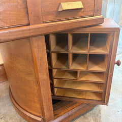Wooton Rotary Oak Desk, Rotary Cabinet on Right Side, Gallery Rail Front Edge, Sku: 033527