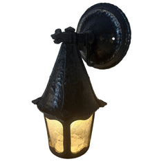 Exterior Wall Lantern, Cast Metal and Ripple Glass, Black Finish, Sku: 033459