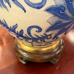 Frederick Cooper Blue and White Crackle Porcelain Ginger Jar Lamp Base, Sku 033979