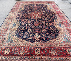 Area Rug, Wool, Traditional, Oblong Medallion Design in Blue, Red, Cream, Sku: 033645