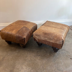 Unique Patchwork Leather Ottoman, Sku 033847
