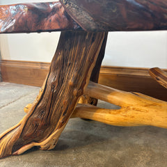 Branch Base Burl Root Top, Teal Epoxy Coffee Table, Live Edge Wood, Sku: 033444