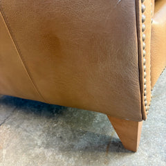 Bradington Young Putty Leather Armchair w/ Nailhead Detail, Sku 033673
