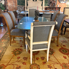 Set of 6 Dining Chairs, Wood, Striped Upholstery, Sku: 033389