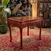 Vintage Japanese Carved Wood, Lacquer Finish Table or Desk, Hand Painted Dragon Motif, Meiji Period, Sku: 033519