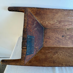 Vintage Wood Dough Trough with Metal Patch and Peg Handles, Sku 033908