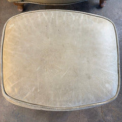 Great Western Brand Armchair Ottoman Set, Pale Green Leather, Plaid Upholstery, Sku: 033674