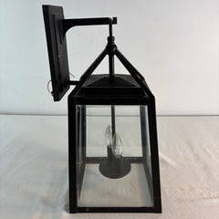 Exterior Wall Sconce Lantern Style, Black Steel and Glass, Sku 033720