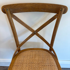 Set of 6 Total Chairs, 4 Bent Wood Cross Back Counter Stools & 2 Round Top Stools, Sku 033850