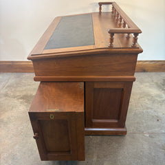 Wooton Rotary Oak Desk, Rotary Cabinet on Right Side, Gallery Rail Front Edge, Sku: 033527