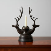 Metal Double Stag Candle Holder, Dark Bronze Finish, Sku: 033323