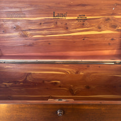 Lane Cedar Chest with Key, Brass Hardware, Casters, Walnut Finish, Sku 033498