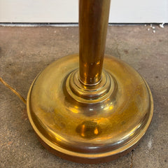 Brass Swing Arm Floor Lamp with Silk Drum Style Shade, Sku 033890
