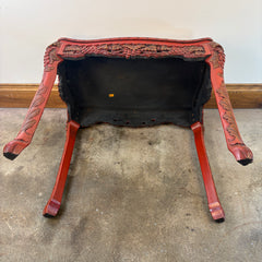 Vintage Japanese Carved Wood and Lacquer Finish Table or Desk, Hand Painted Dragon Motif, Meiji Period, Sku 033519