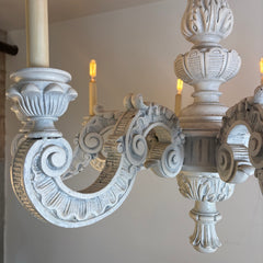 Shabby Chic Style 8-Light Painted Wood Chandelier, Sku 033821