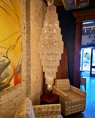 Schonbek 12 Tier Torpedo Shaped Crystal Chandelier, Tall, Vintage, sku: 032838