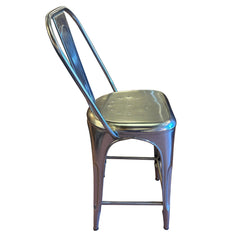 Restoration Hardware "Remy" Industrial Style Polished Stainless Steel Counter Stools, Set of 4, Sku: 033656