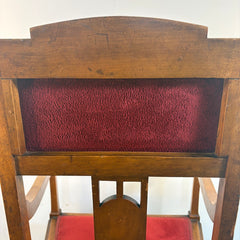 Pair of Early 1900's European Maple Morning Chairs w/ Floral Marquetry Detail, Sku 033776