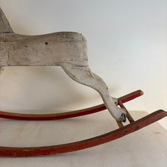 Antique Rocking Horse w/ Leather Ears & Glass Eyes, Sku 033895