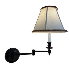 Visual Comfort Wall Mounted Articulated Arm Sconce with Linen Shade and Braided Trim, Sku 034137