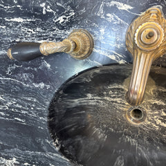 Black & White Vintage Cultured Marble Countertop, Sink, Sherle Wagner Faucet, Sku 033665