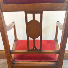 Pair of Early 1900's European Maple Morning Chairs w/ Floral Marquetry Detail, Sku 033776