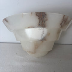 Alabaster Art Deco Style Sconces, White with Brown Streaks, Sku: 033072