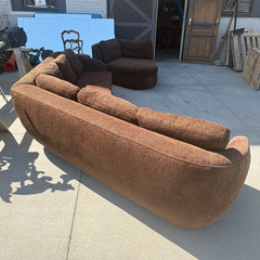 Thayer Coggin 3 Piece Chenille L Shaped Sectional Sofa, Brown, Sku 033633