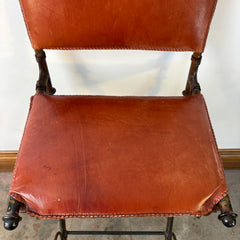 Pair of Metal & Leather Barstools, Spanish Influence, Sku 033378