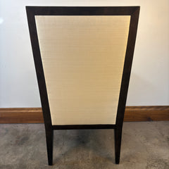 Holly Hunt Collection, Pair of Arm Chairs, Cream Leather, Dark Wood Frame, Sku: 033506