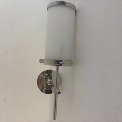 Thomas O' Brien Visual Comfort Bryant Bath Sconce in Polished Nickel & White Glass, Sku 034064