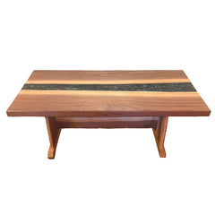 Handcrafted Walnut Coffee Table by Frank Remar, Relief Pattern, Oil and Wax Finish, Sku 033685