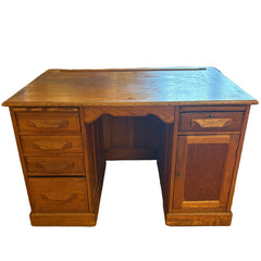 Vintage Oak Roll Top Desk, Roll Not Photographed, Included, Sku: 033461