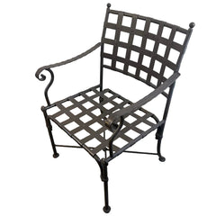 Metal Arm Chair with Grid Design Bronze Finish, Sku 033810