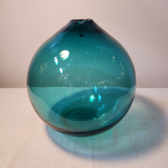 Pilgrim Glass Art Glass Bubble Vase, Teal Blue