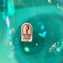 Pilgrim Glass Art Glass Bubble Vase, Teal Blue