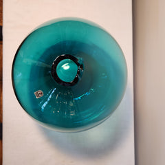 Pilgrim Glass Art Glass Bubble Vase, Teal Blue