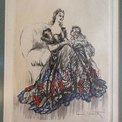 Original Signed & Framed Etching by Louis Icart, "Woman with a Child on her Lap", Sku 033756