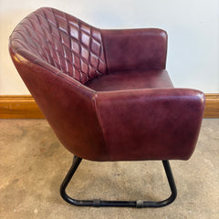 Pair Rare Finds Small Leather Quilted Armchairs, Sku 033677