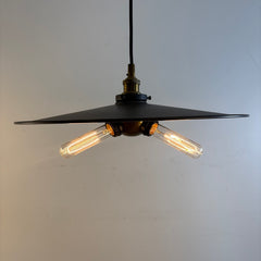 "BZ" Metal Pan Head Pendant Fixture with Three Sockets Finish is Gunmetal and Antique Brass, Sku 034117